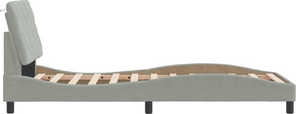 vidaXL Rama κρεβατιού με κεφαλάρι, ανοιχτό γκρι, 90x190 cm, βελούδινη