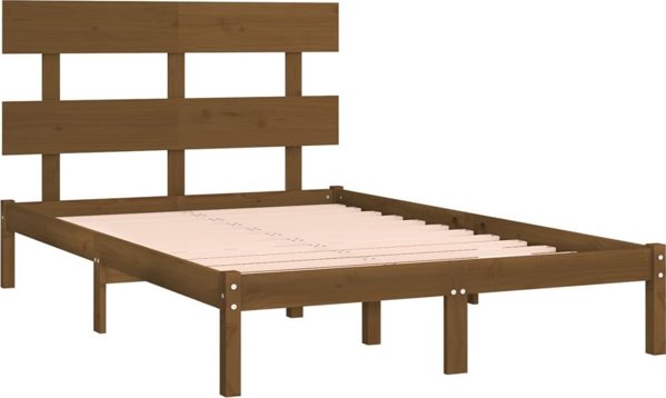 vidaXL Rama κρεβατιού από μασίφ ξύλο σε μελί καφέ, 200x200 cm