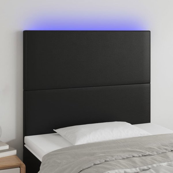 vidaXL κεφαλάρι κρεβατιού, μαύρο, 100x5x118/128 εκ., δερματίνη