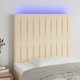 vidaXL Κεφαλάρι κρεβατιού με LED, κρεμ, 80x5x118/128 cm, ύφασμα
