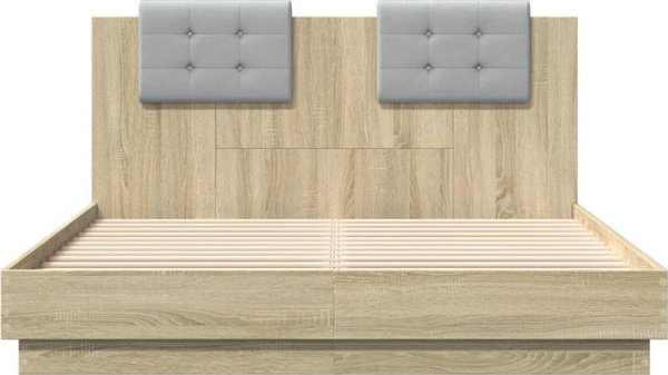 vidaXL Κρεβατοκάμαρα με κεφαλάρι, δρυς σονόμα, 150x200 εκ