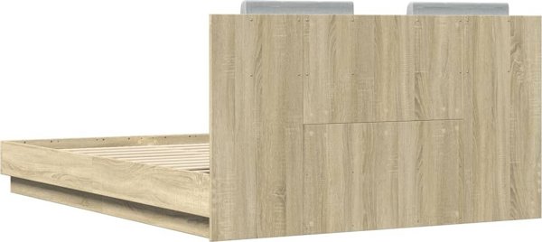 vidaXL Κρεβατοκάμαρα με κεφαλάρι, δρυς σονόμα, 150x200 εκ