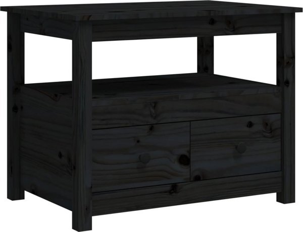 vidaXL Stolik kawowy, czarny, 71x49x55 cm, lite drewno sosnowe