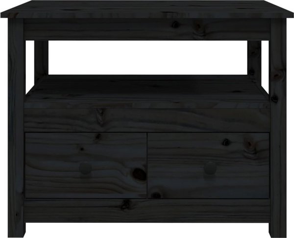 vidaXL Stolik kawowy, czarny, 71x49x55 cm, lite drewno sosnowe