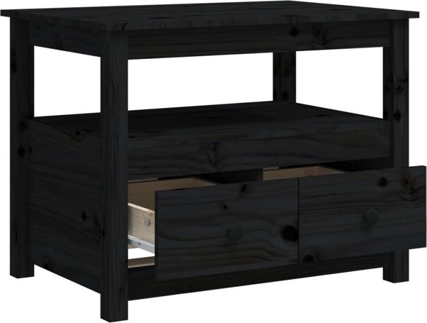 vidaXL Stolik kawowy, czarny, 71x49x55 cm, lite drewno sosnowe