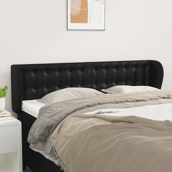 vidaXL Υποκέφαλο τύπου Uszak, μαύρο, 147x23x78/88 εκ., συνθετικό δέρμα