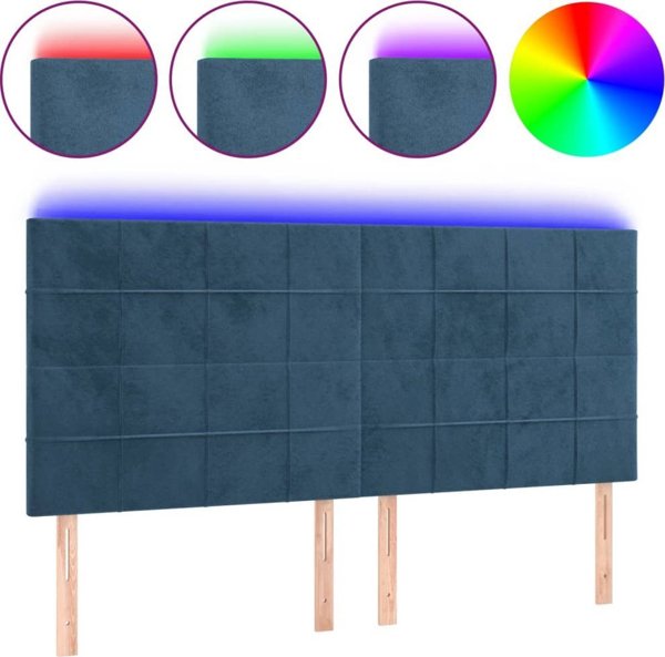 vidaXL Κεφαλάρι για Κρεβάτι με LED Σκούρο Μπλε 180x5x118/128 cm