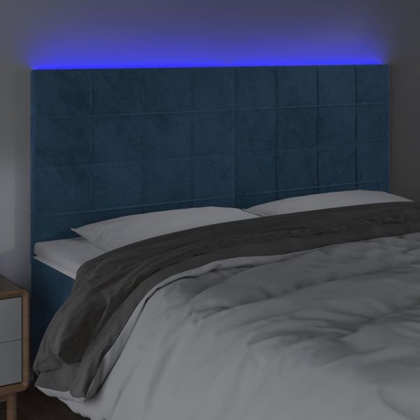 vidaXL Κεφαλάρι για Κρεβάτι με LED Σκούρο Μπλε 180x5x118/128 cm