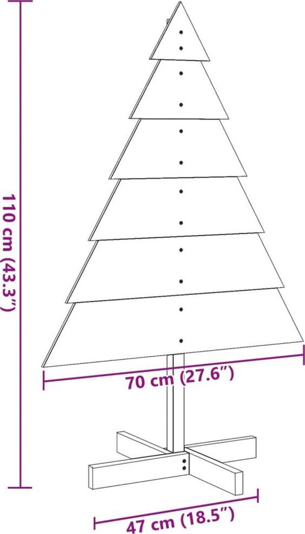 vidaXL Drewniana choinka do udekorowania, 110 cm, lite drewno sosnowe