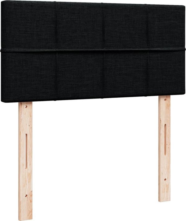 vidaXL Κρεβάτι Continental με στρώμα, μαύρο, ύφασμα, 90x200 cm