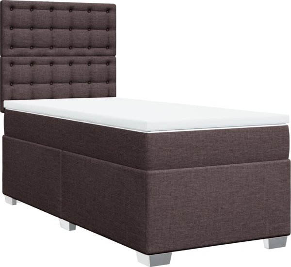 vidaXL Κρεβάτι Continental με στρώμα, καφέ, ύφασμα, 90x200 εκ.