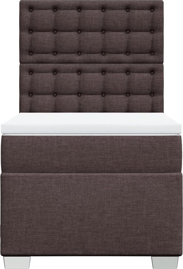 vidaXL Κρεβάτι Continental με στρώμα, καφέ, ύφασμα, 90x200 εκ.