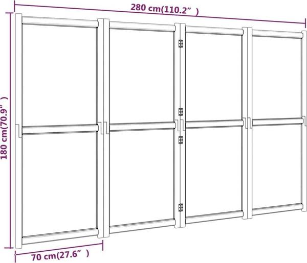 vidaXL vidaXL Parawan 4-panelowy, kremowy, 280 x 180 cm