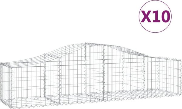 Καλάθια γκαμπιόν vidaXL 10 τεμ. 200x50x40/60 cm γαλβανιζέ σίδηρο