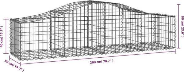 Καλάθια γκαμπιόν vidaXL 10 τεμ. 200x50x40/60 cm γαλβανιζέ σίδηρο