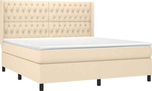 vidaXL Κρεβάτι Continental με Στρώμα, Εκρού, 180x200 εκ, Υφασμάτινο