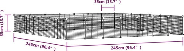 vidaXL Klatka dla zwierzat z bramka 28 paneli czarna 35x35 cm stal