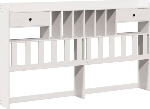 vidaXL Wezglowie do lozka, z polkami, biale, 180 cm, drewno sosnowe