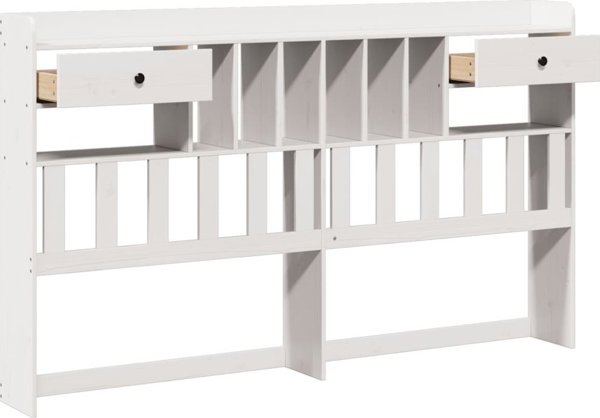 vidaXL Wezglowie do lozka, z polkami, biale, 180 cm, drewno sosnowe