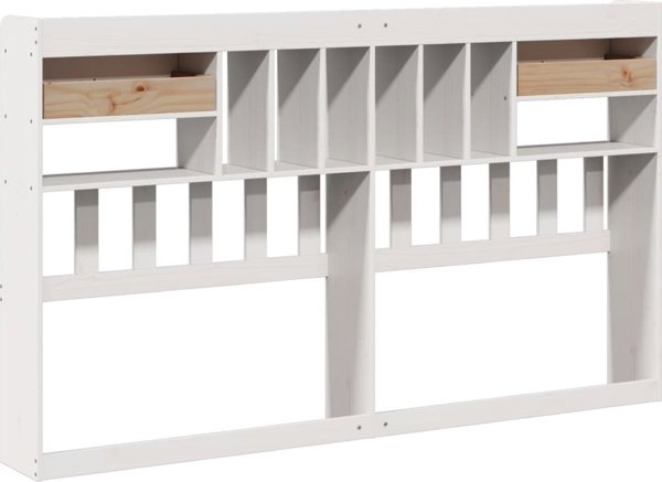 vidaXL Wezglowie do lozka, z polkami, biale, 180 cm, drewno sosnowe