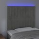 vidaXL Zaglowek do lozka z LED, jasnoszary, 100x5x118/128 cm, aksamit
