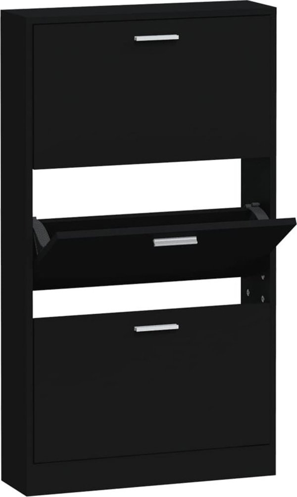 vidaXL Ντουλάπα παπουτσιών μαύρη 59x17x108 cm υλικό ξύλου