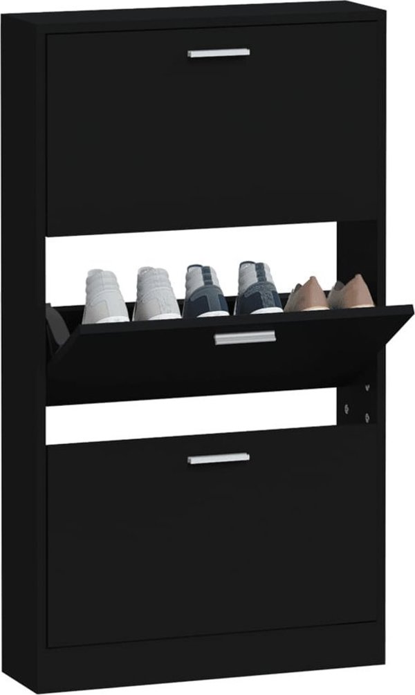 vidaXL Ντουλάπα παπουτσιών μαύρη 59x17x108 cm υλικό ξύλου