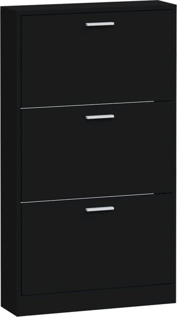 vidaXL Ντουλάπα παπουτσιών μαύρη 59x17x108 cm υλικό ξύλου