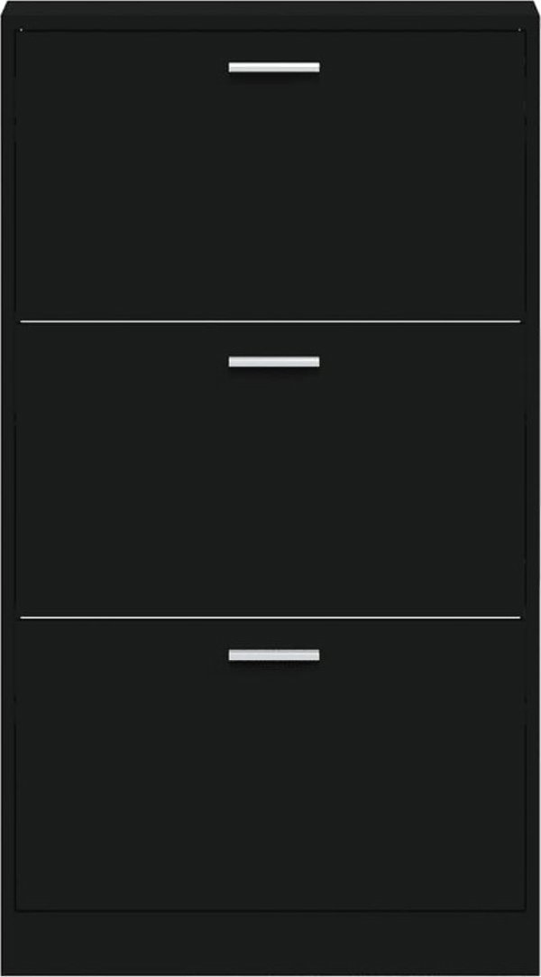 vidaXL Ντουλάπα παπουτσιών μαύρη 59x17x108 cm υλικό ξύλου