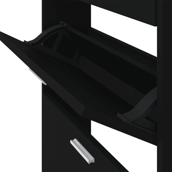 vidaXL Ντουλάπα παπουτσιών μαύρη 59x17x108 cm υλικό ξύλου