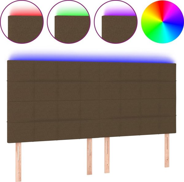 vidaXL Κεφαλάρι Κρεβατιού με LED, Σκούρο Καφέ, 200x5x118/128 cm, Ύφασμα