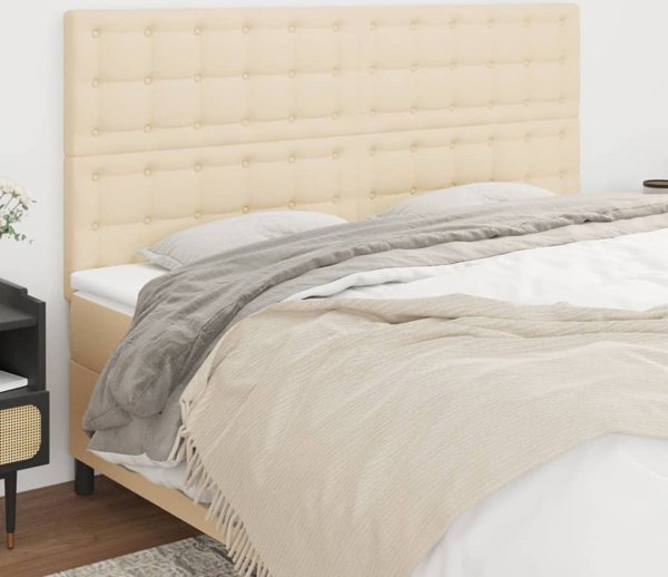 vidaXL Ταμπλό Κρεβατιού, Σετ 4, Κρεμ, 90x5x78/88 εκ, Υφασμα