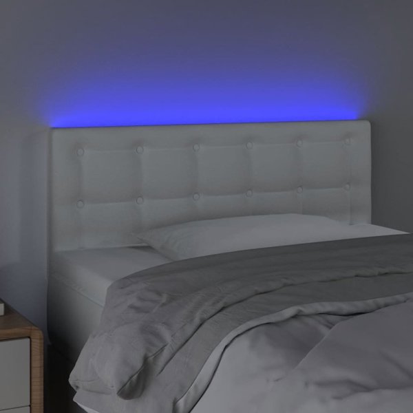 vidaXL Κεφαλάρι για κρεβάτι με LED, λευκό, 90x5x78/88 εκ., συνθετικό δέρμα