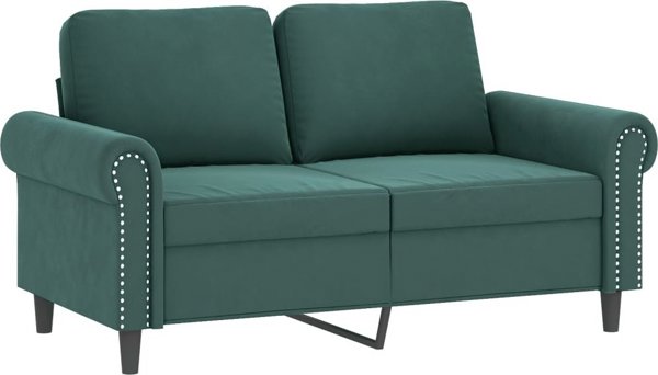 vidaXL 2-osobowa sofa z poduszkami, ciemnozielona, 120 cm, aksamit