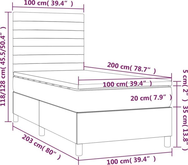 vidaXL Logko kontynentalne z materacem, kremowe, tkanina, 100x200 cm
