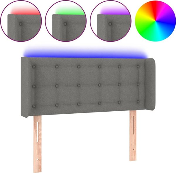 vidaXL Ζαγλώκ για κρεβάτι με LED, σκούρο γκρι, 103x16x78/88 cm, ύφασμα