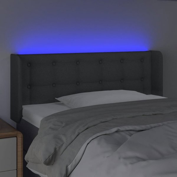 vidaXL Ζαγλώκ για κρεβάτι με LED, σκούρο γκρι, 103x16x78/88 cm, ύφασμα