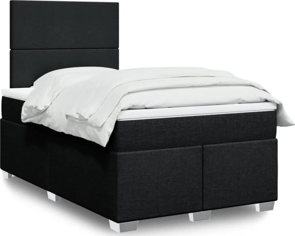vidaXL Κρεβάτι Continental με Στρώμα, Μαύρο, Ύφασμα, 120x200 εκ.