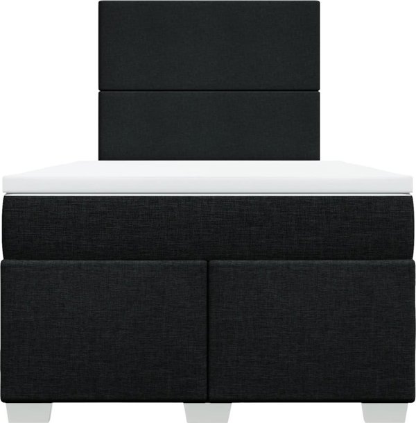 vidaXL Κρεβάτι Continental με Στρώμα, Μαύρο, Ύφασμα, 120x200 εκ.