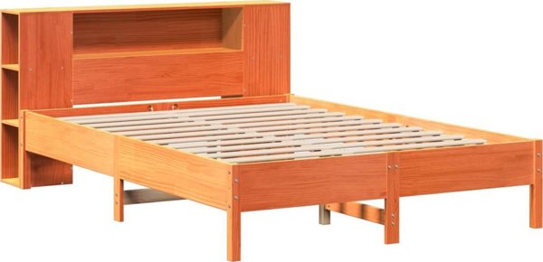 vidaXL Κρεβάτι με Ράφι, χωρίς Στρώμα, 135x190 εκ., Κατεργασμένο Ξύλο Πεύκου