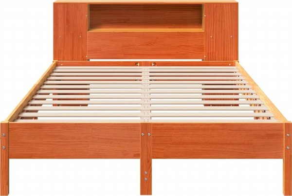 vidaXL Κρεβάτι με Ράφι, χωρίς Στρώμα, 135x190 εκ., Κατεργασμένο Ξύλο Πεύκου