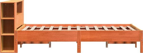 vidaXL Κρεβάτι με Ράφι, χωρίς Στρώμα, 135x190 εκ., Κατεργασμένο Ξύλο Πεύκου