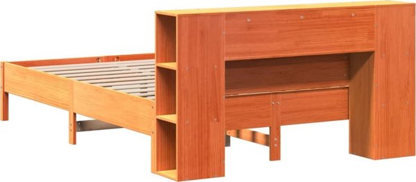 vidaXL Κρεβάτι με Ράφι, χωρίς Στρώμα, 135x190 εκ., Κατεργασμένο Ξύλο Πεύκου
