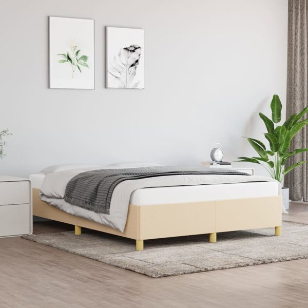 vidaXL Κρεβατοκάμαρα, κρεμ, 140x190 εκ, με υφασμάτινη επένδυση