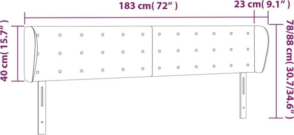 vidaXL Υποστήριγμα κεφαλιού uszak, μαύρο, 183x23x78/88 εκ., τεχνητό δέρμα