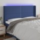 vidaXL Κεφαλάρι κρεβατιού με LED, μπλε, 203x16x118/128 εκ, ύφασμα
