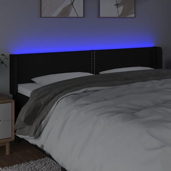 vidaXL Τιμόνι Κρεβατιού με LED, μαύρο, 183x16x78/88 cm, ύφασμα