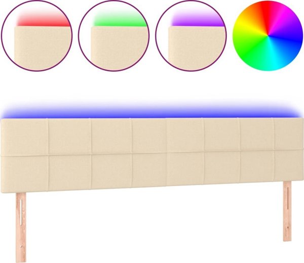 vidaXL Κεφαλάρι κρεβατιού με LED, κρεμ, 200x5x78/88 εκ, ύφασμα