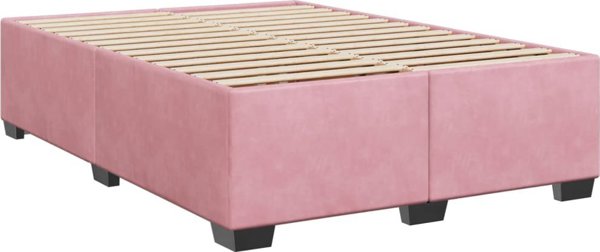 vidaXL Κρεβάτι Continental με Στρώμα, Ροζ Βελούδο, 140x190 cm