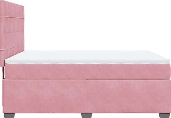 vidaXL Κρεβάτι Continental με Στρώμα, Ροζ Βελούδο, 140x190 cm